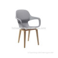 Fashionable unique four wooden legs plastic chair HC-N014